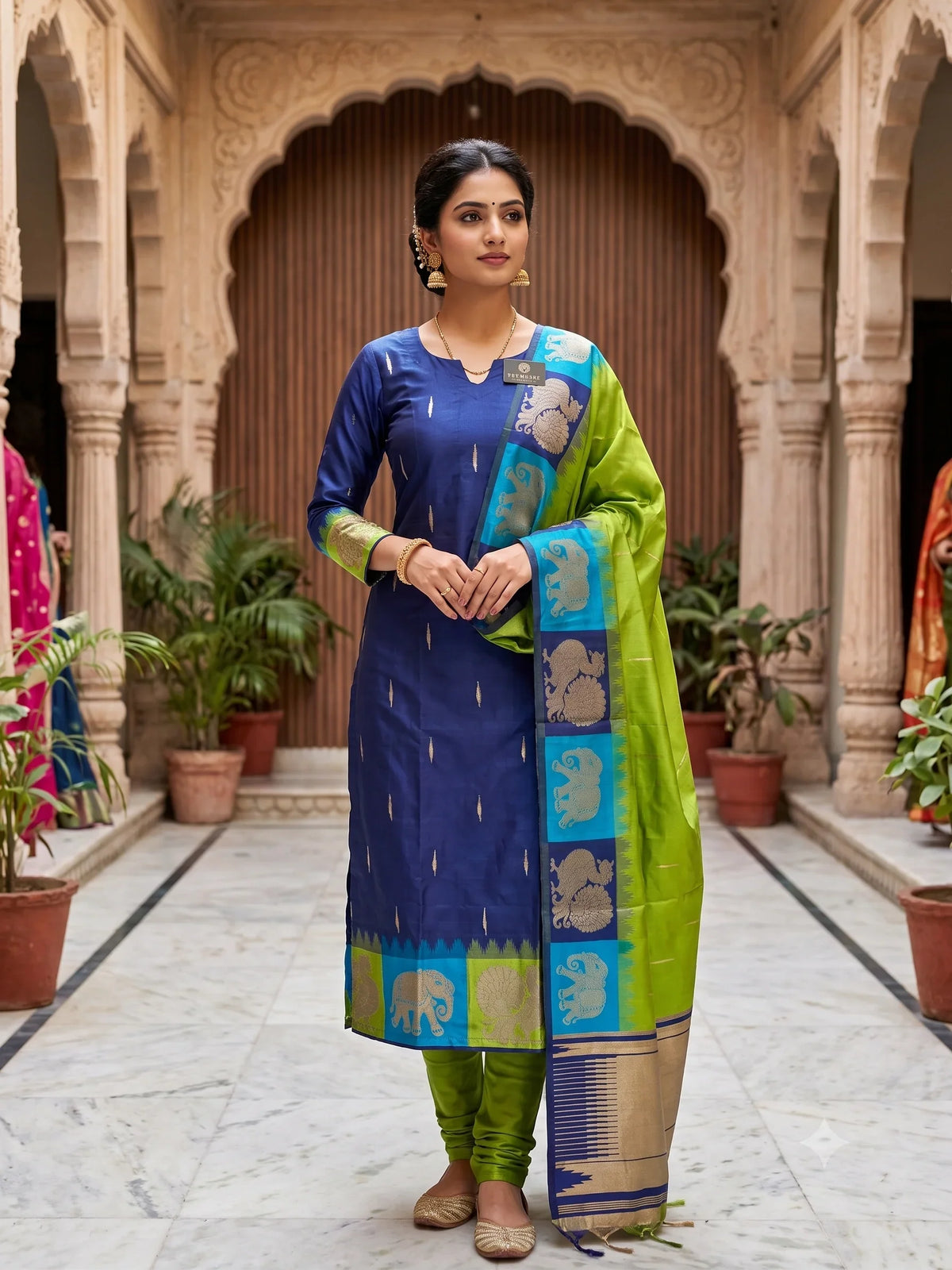 Gadwal Border Banarasi Silk 3 Piece Set