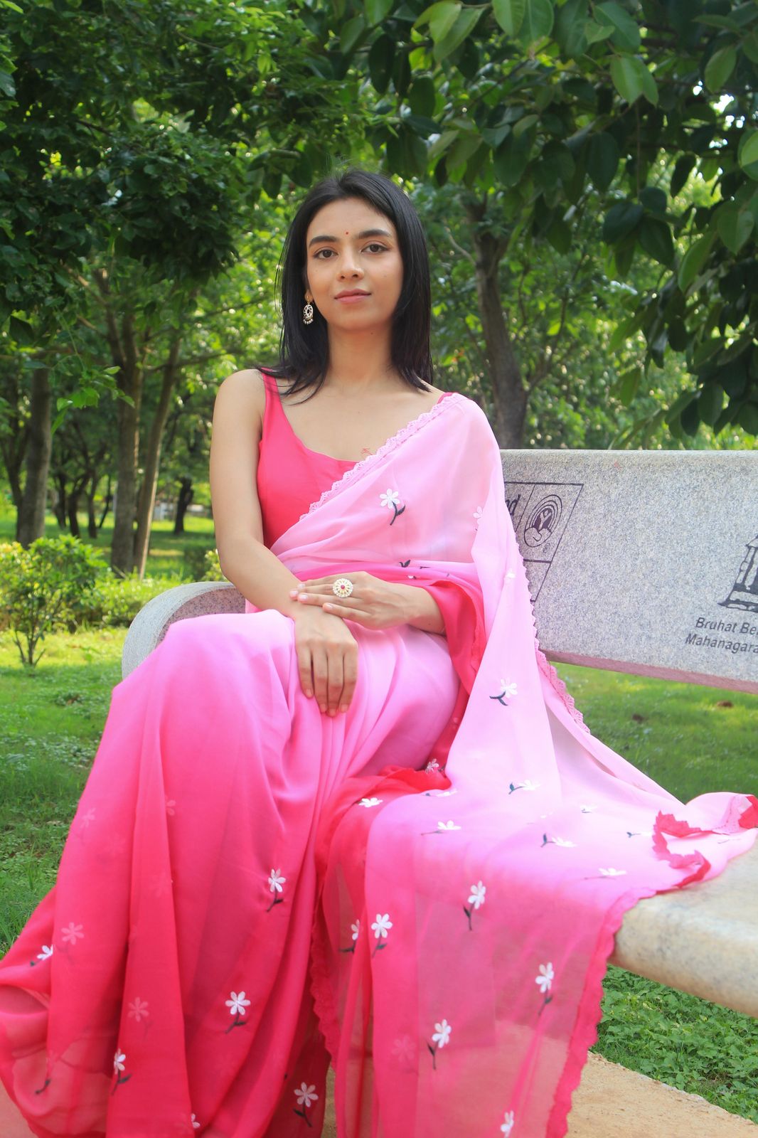 GEORGTTE PADDING SAREES Pink Colour