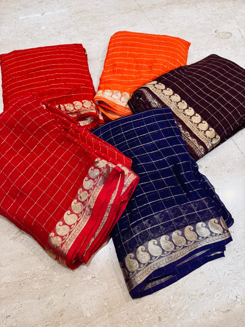 Viscose Georgette Saree With Dola Viscose Blouse