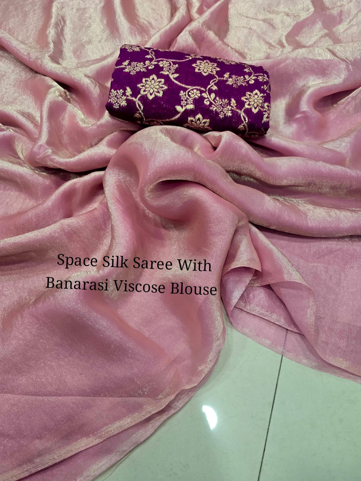 Space Soft Silk Saree With Banarasi Viscose Blouse