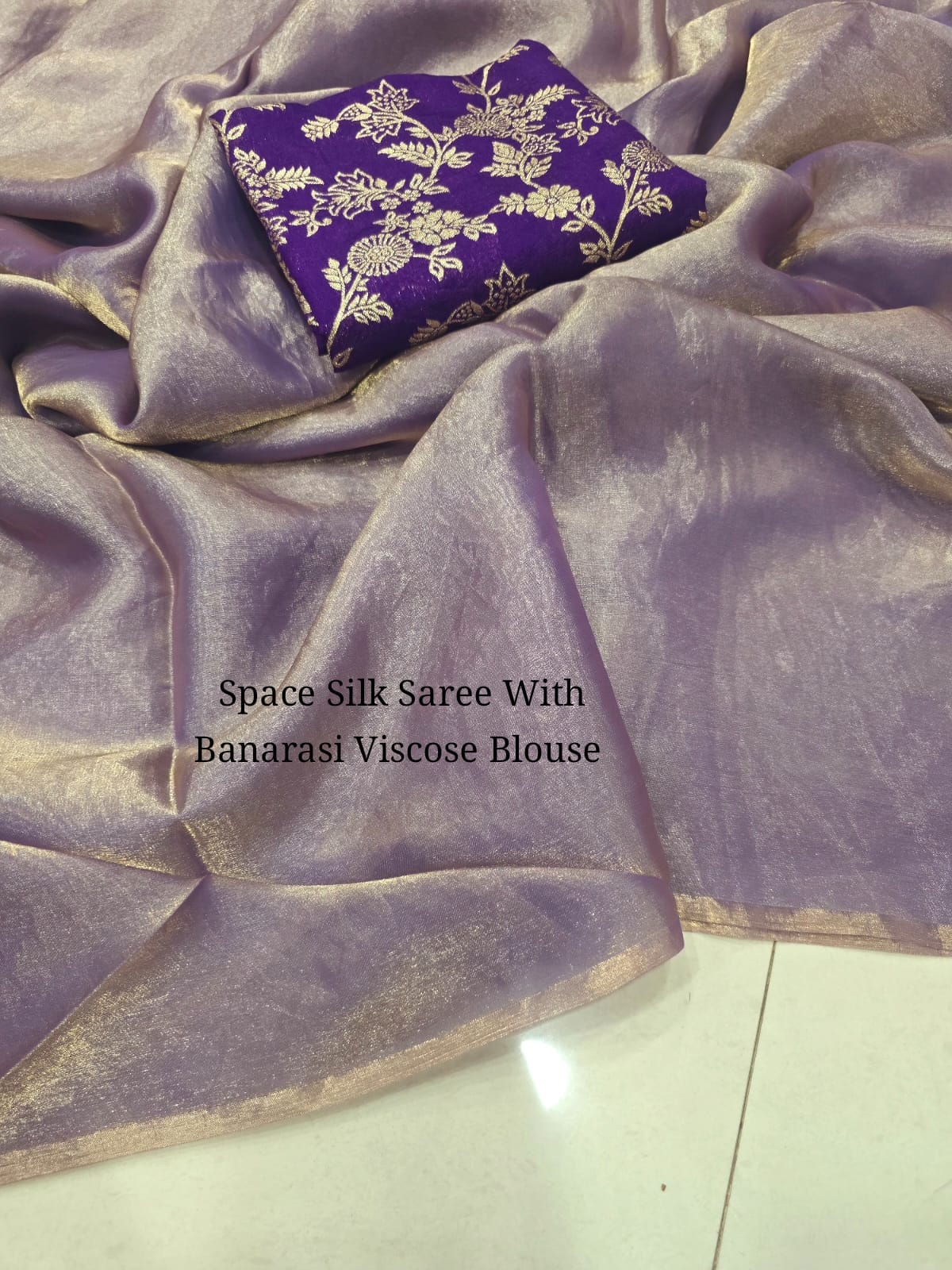 Space Soft Silk Saree With Banarasi Viscose Blouse