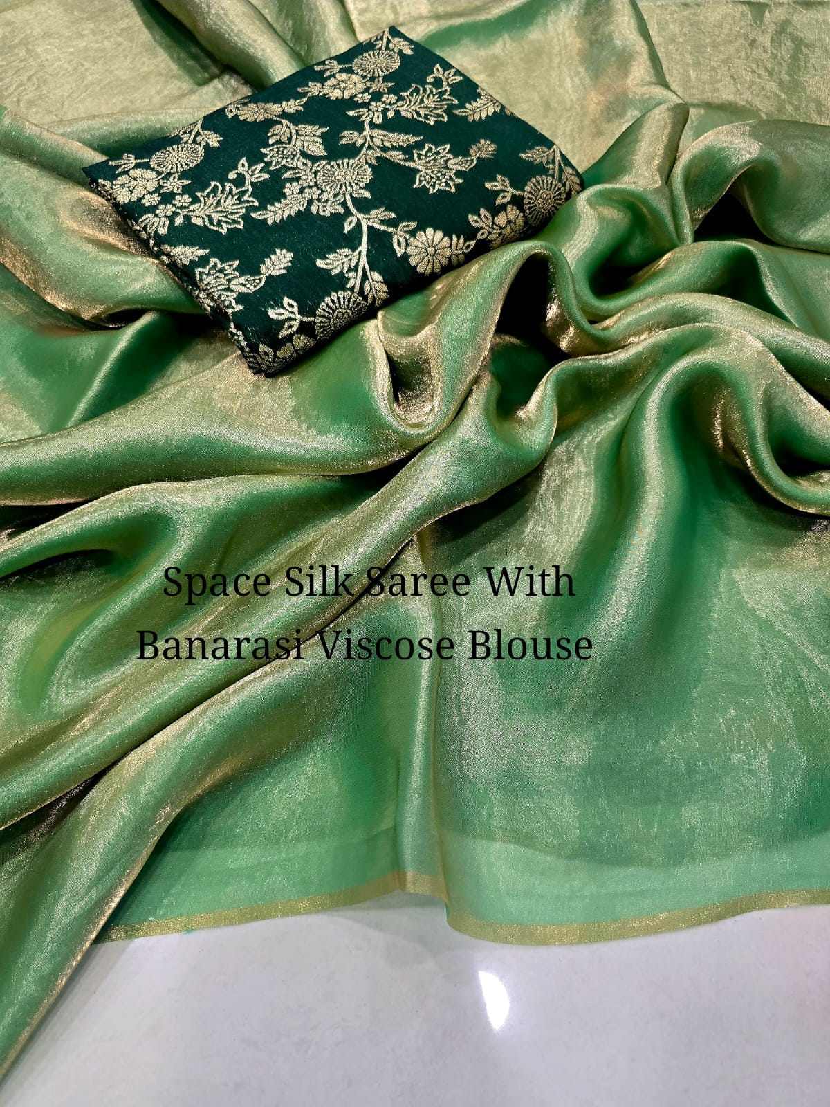 Space Soft Silk Saree With Banarasi Viscose Blouse