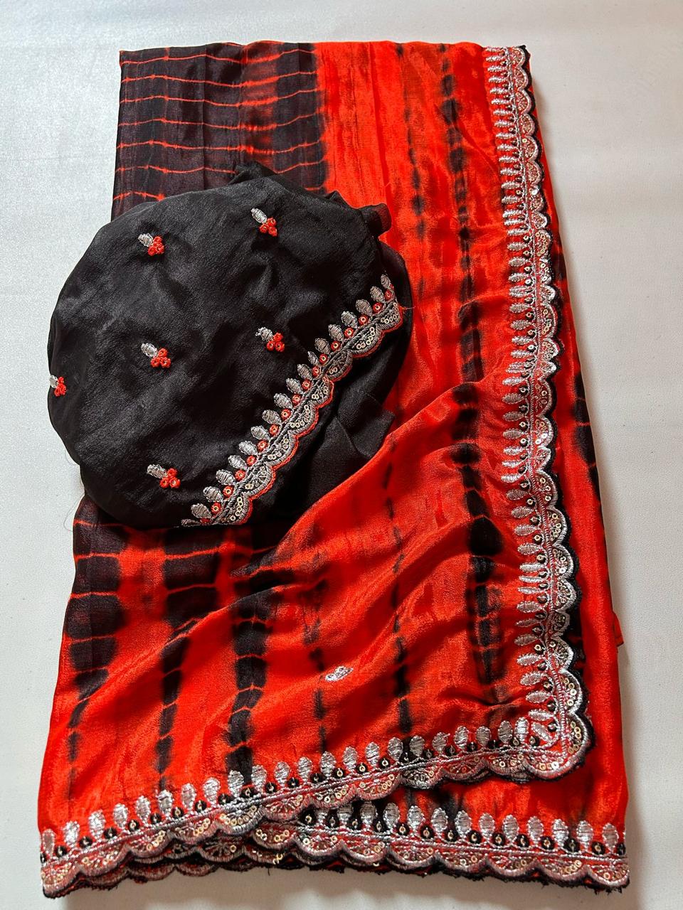 Soft Hand Dyeing Chinnon Saree