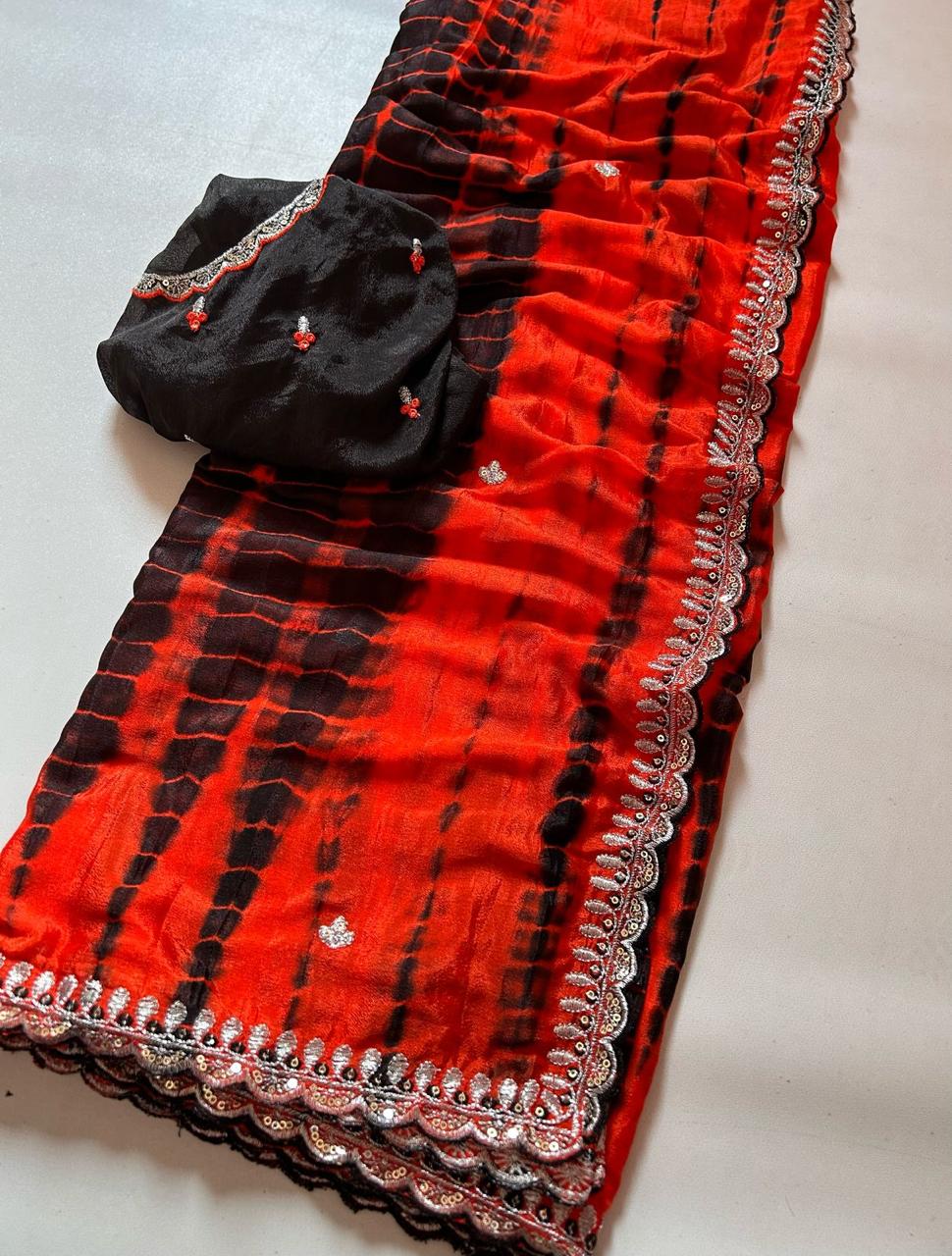 Soft Hand Dyeing Chinnon Saree