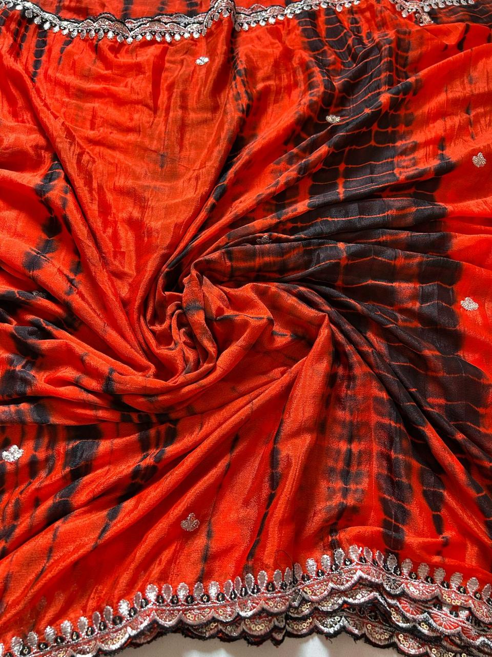 Soft Hand Dyeing Chinnon Saree