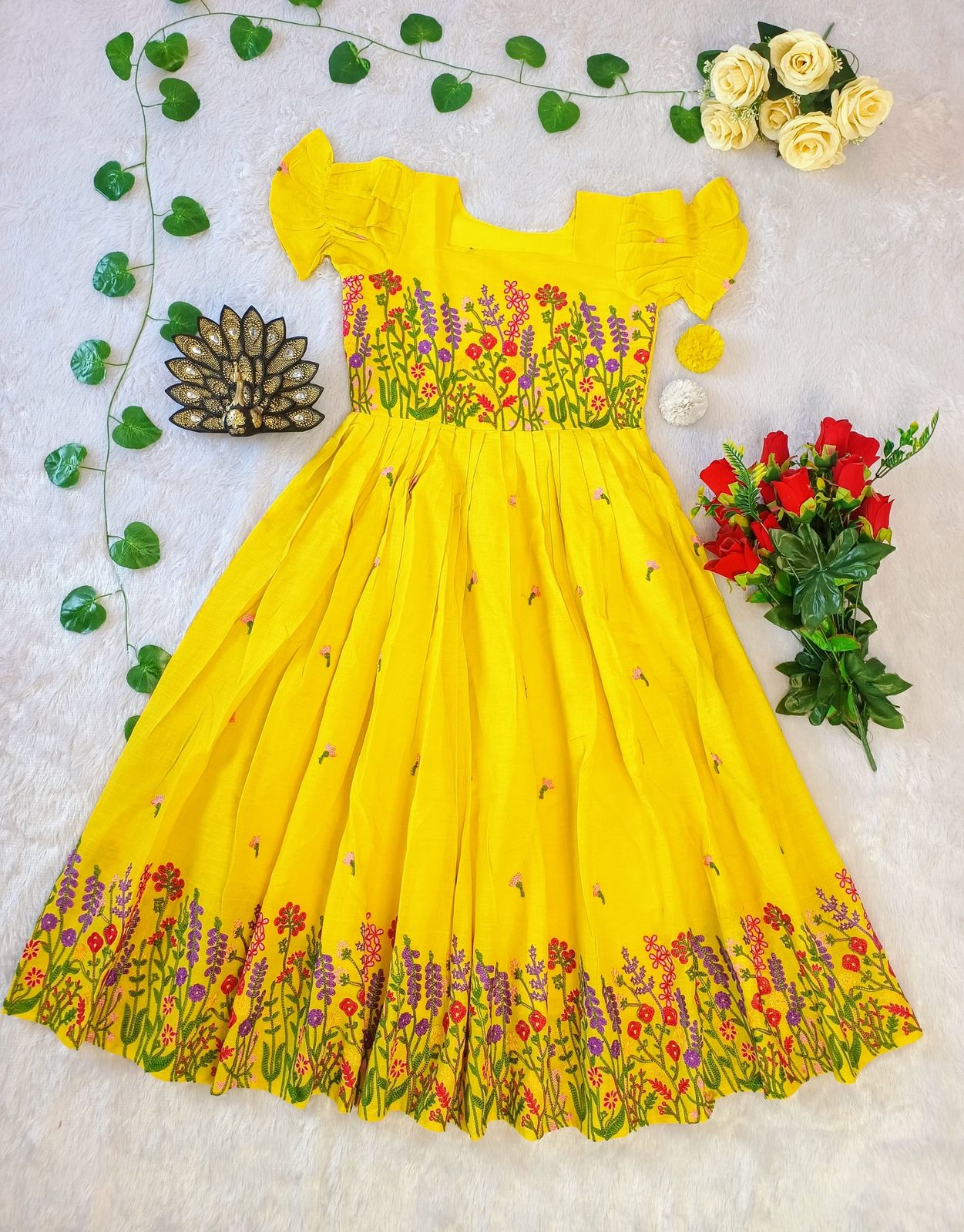 Premium Cora Cotton With Multi Colour Thread Work