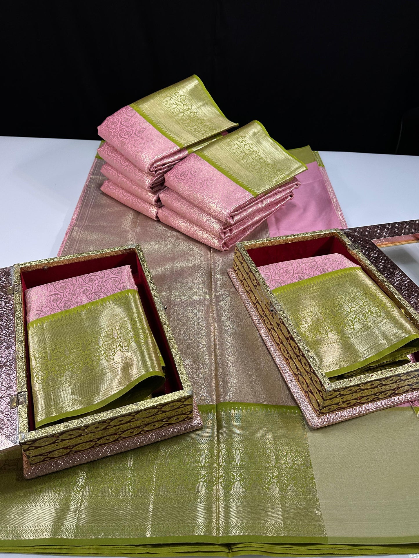 Premium semi-kanchi soft brocade jaal weaving saree