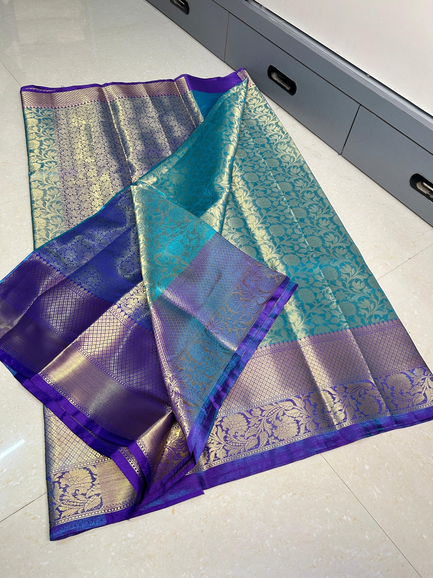 BANARASI KANCHIPURAM ZARI TISSUE VASKAT SAREE
