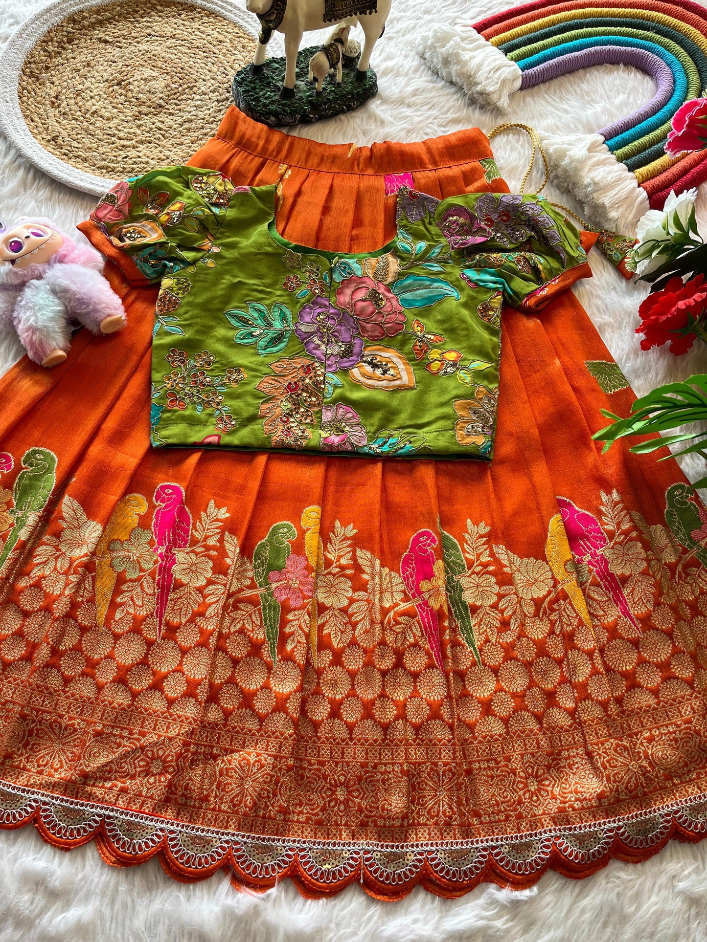 Kids Lehenga Made From Viscose Tissue Silk
