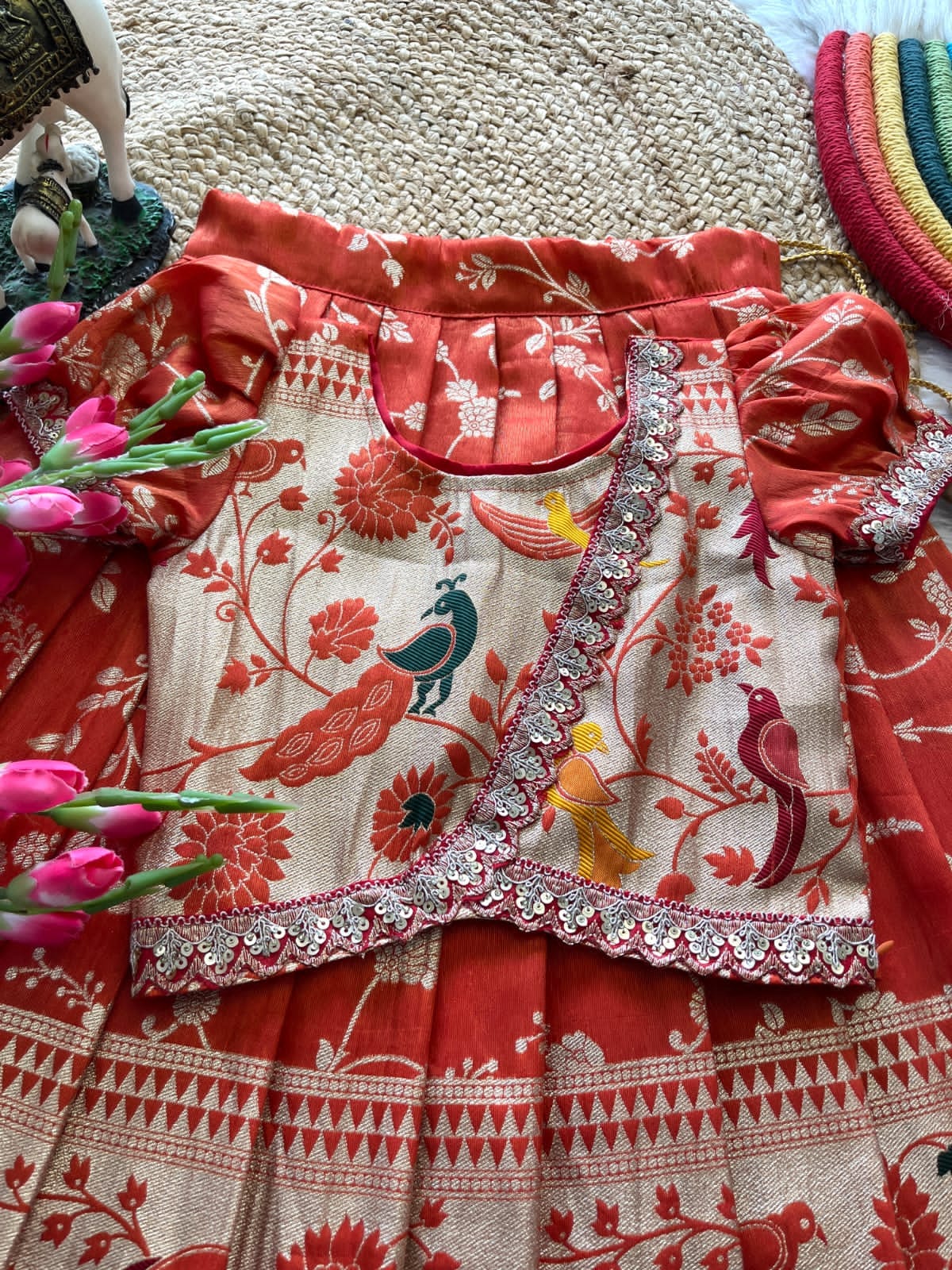 Kids Lehenga Paithani Sets For Festival