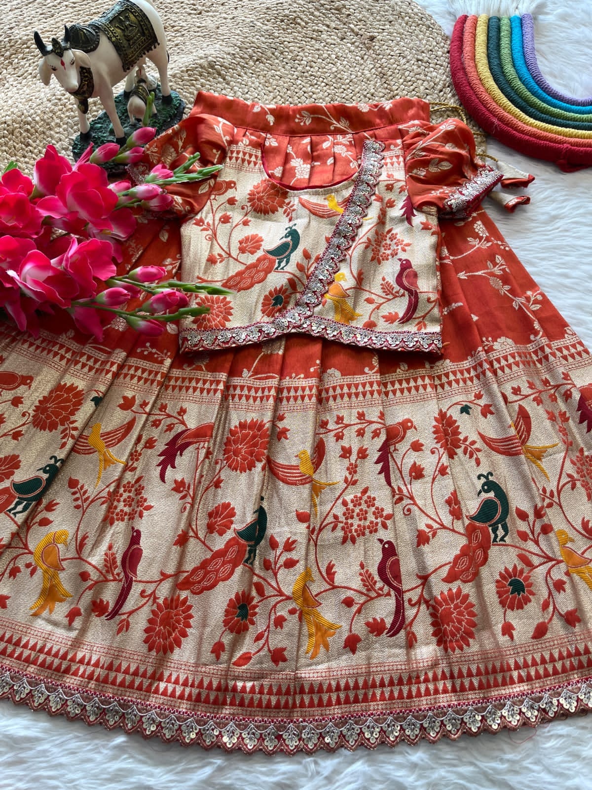 Kids Lehenga Paithani Sets For Festival