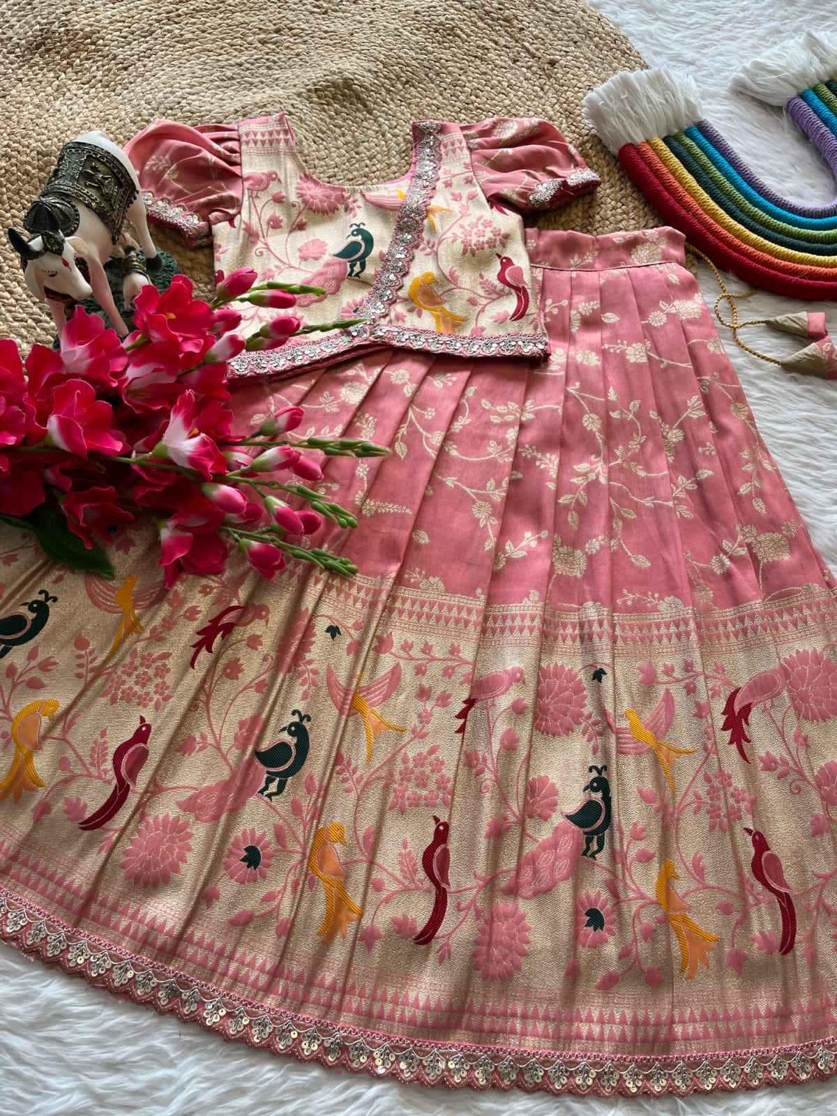 Kids Lehenga Paithani Sets For Festival