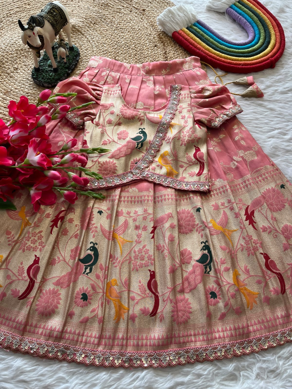 Kids Lehenga Paithani Sets For Festival