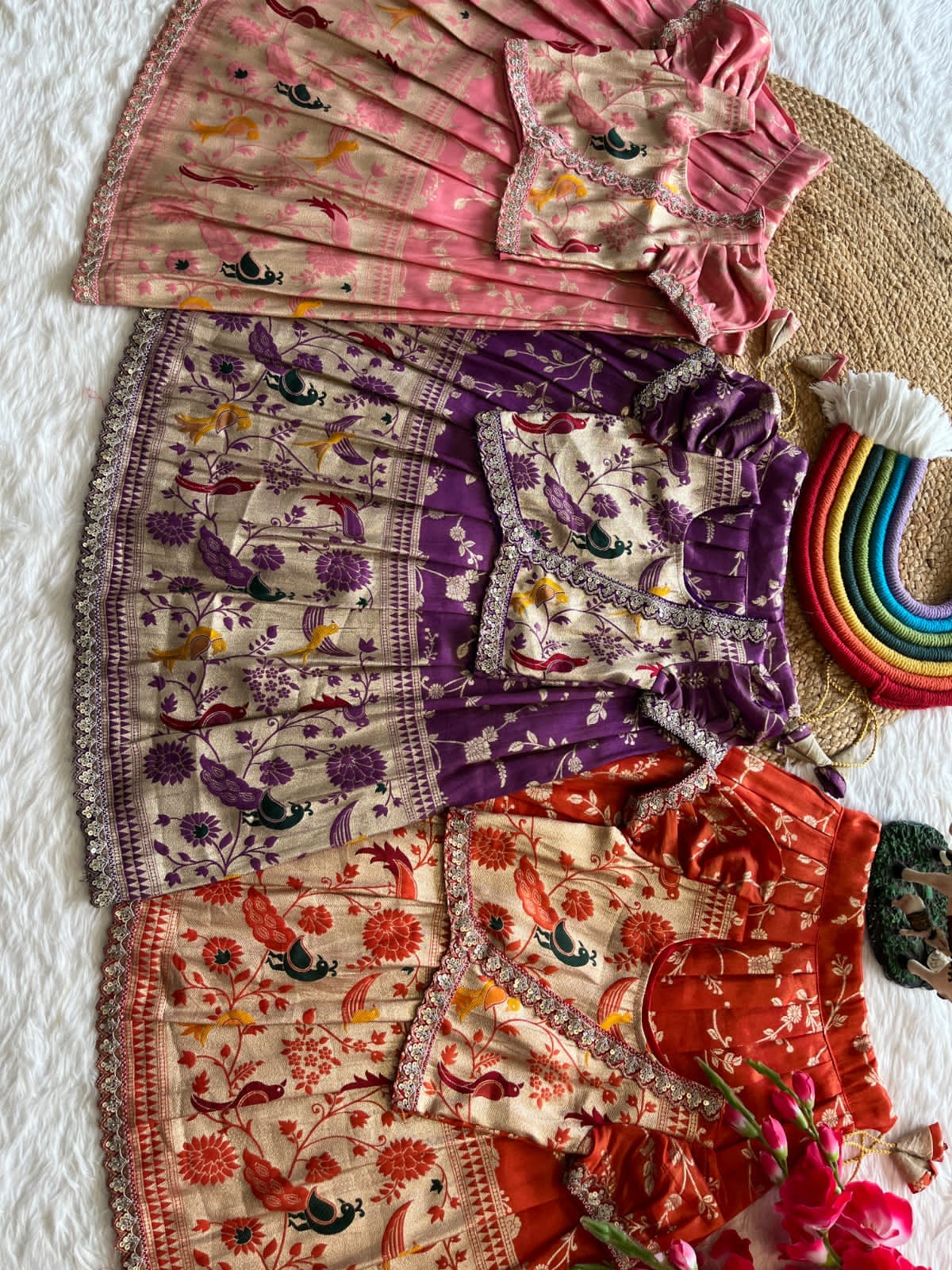 Kids Lehenga Paithani Sets For Festival