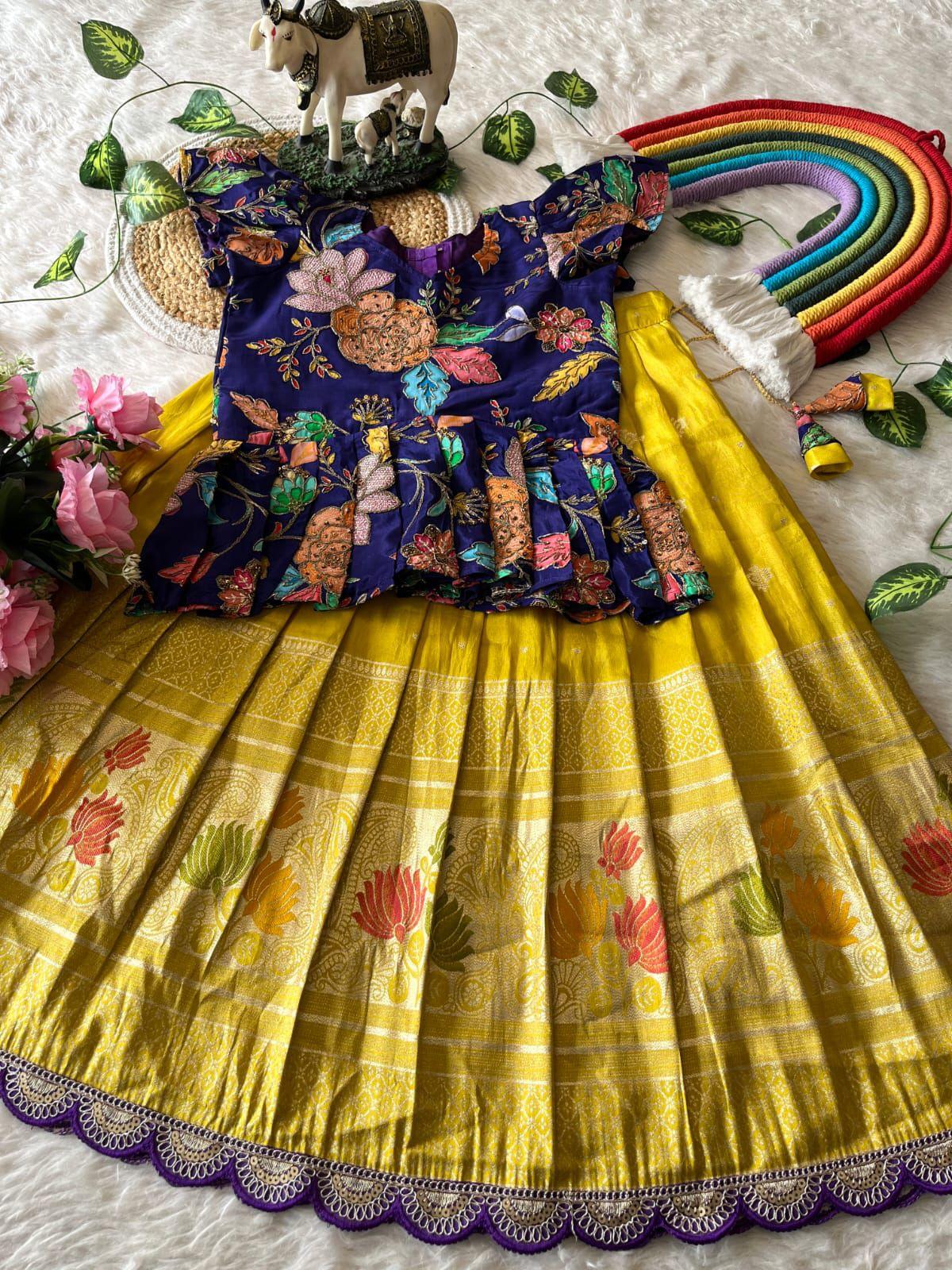 Lotus Love Tissue Silk Kids Lehenga