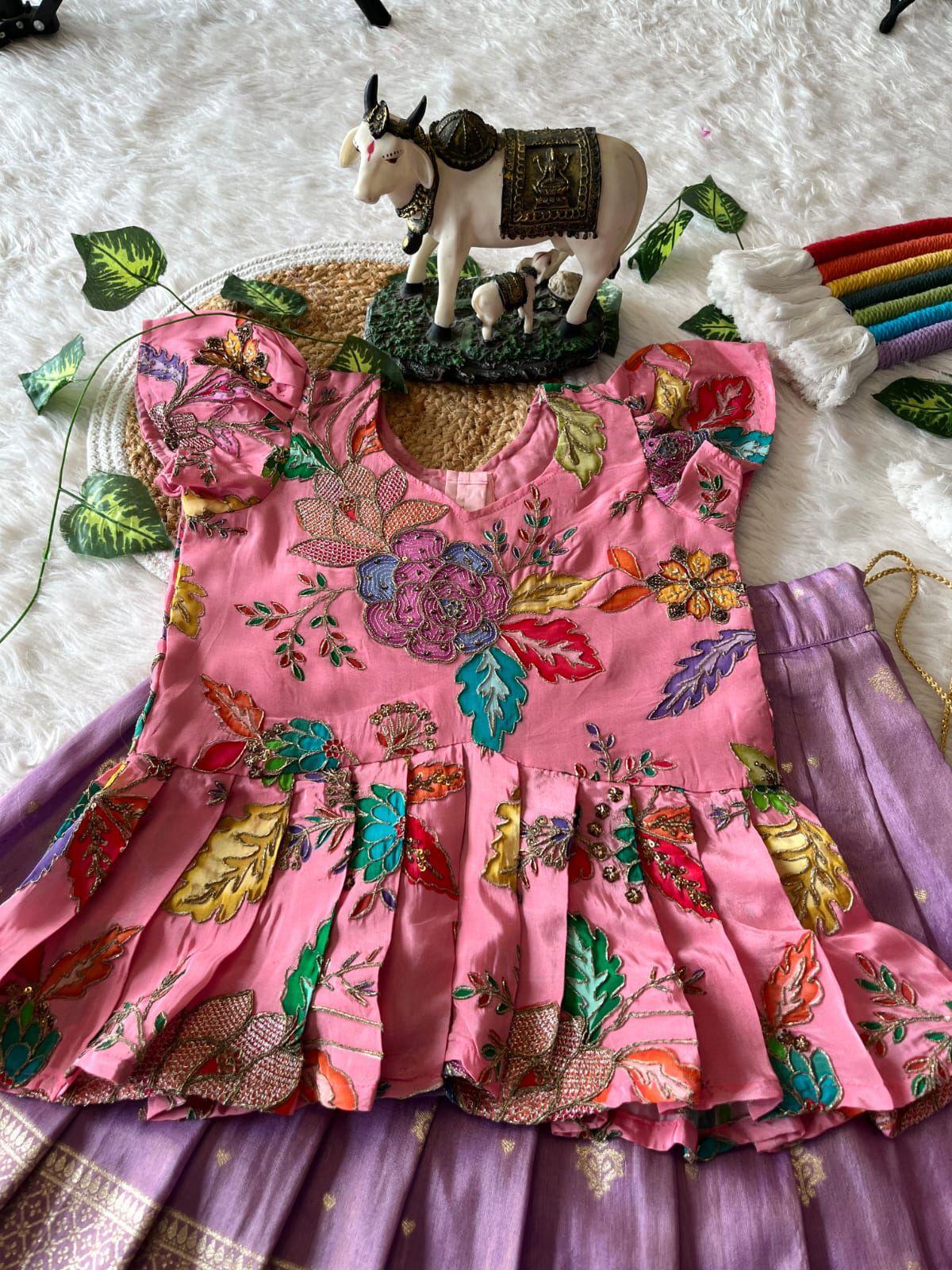 Lotus Love Tissue Silk Kids Lehenga