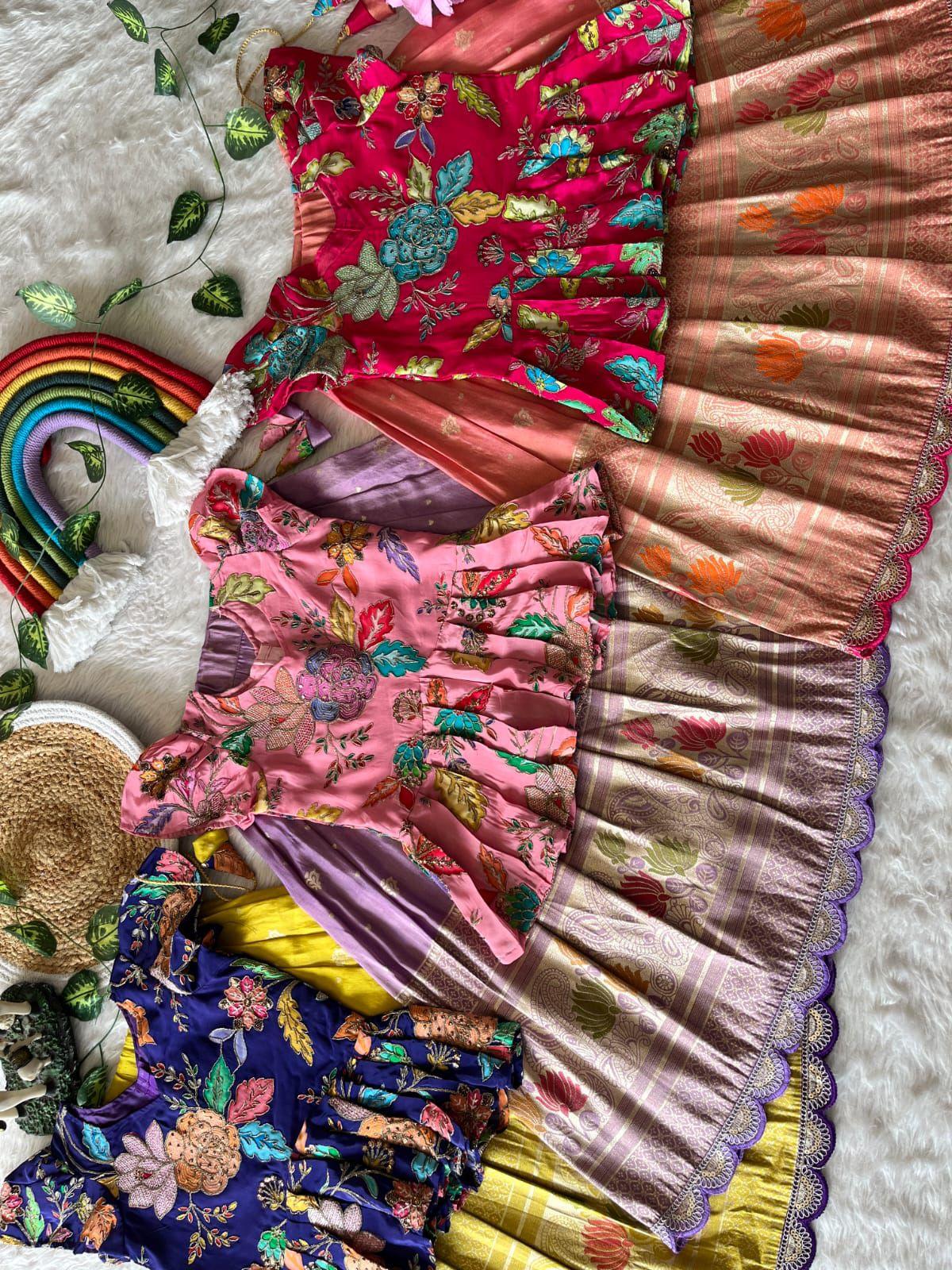 Lotus Love Tissue Silk Kids Lehenga