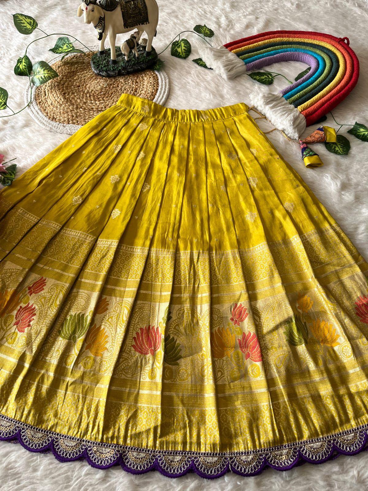 Lotus Love Tissue Silk Kids Lehenga