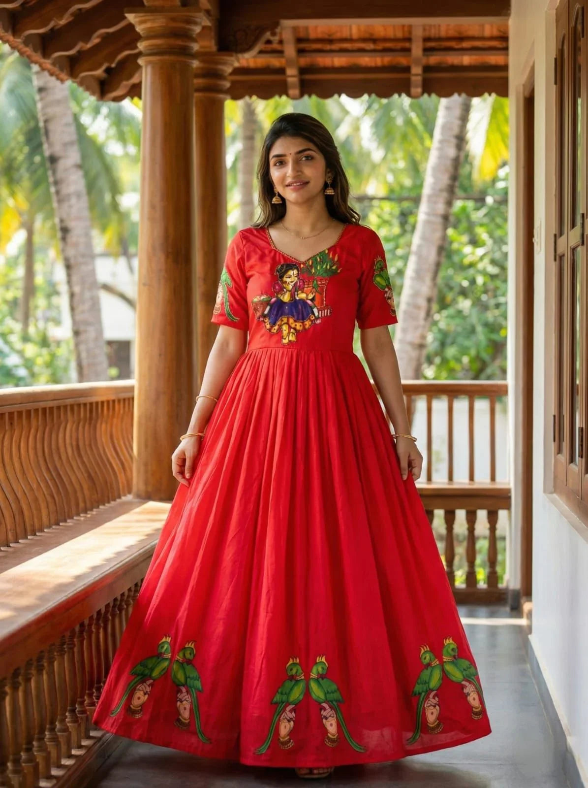 Sreeleela Kalamkari Print Muslin Gown