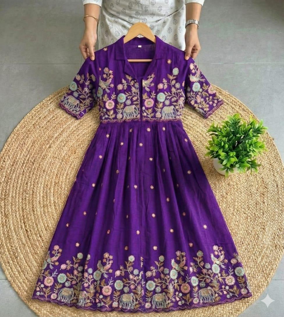 Vichitra Silk Gown and Jacket