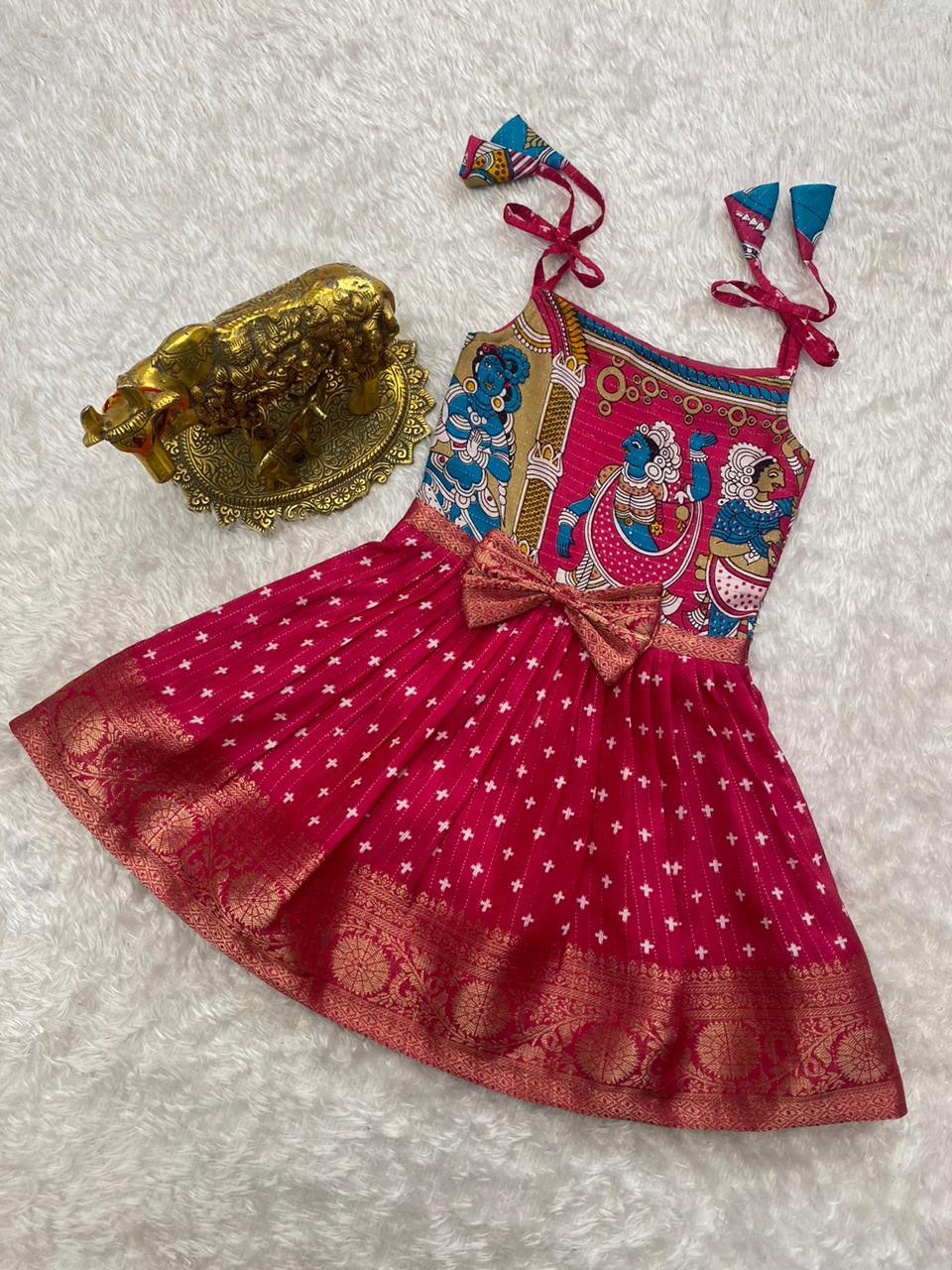 Super Trendy Kalamkari Frocks for Kids