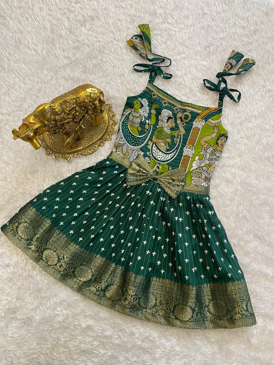 Super Trendy Kalamkari Frocks for Kids