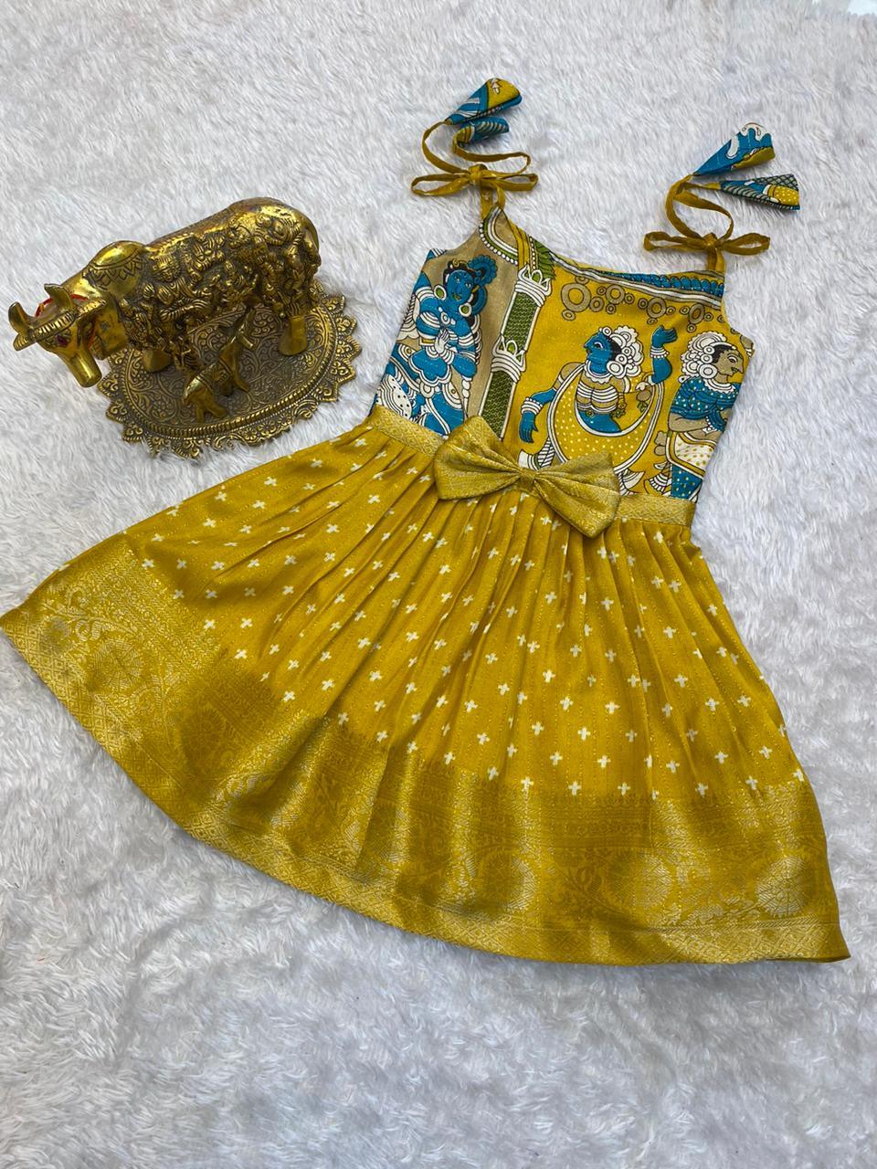 Super Trendy Kalamkari Frocks for Kids