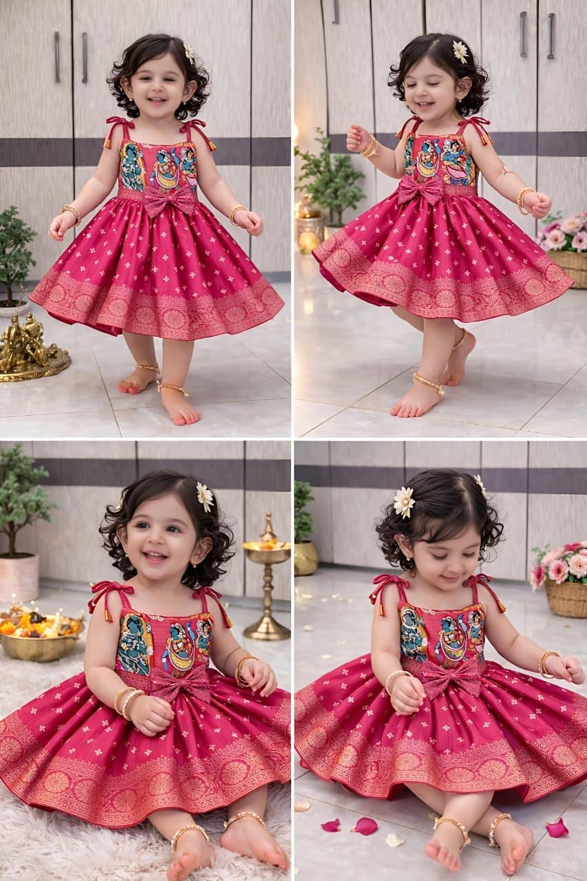 Super Trendy Kalamkari Frocks for Kids