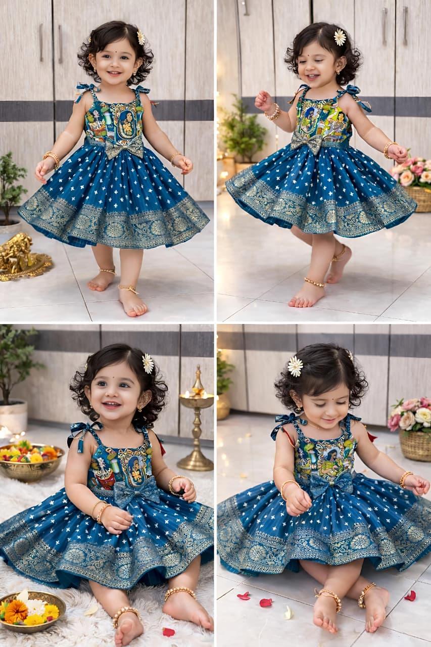Super Trendy Kalamkari Frocks for Kids