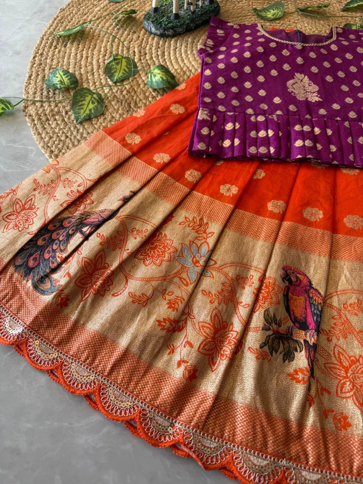 Peacock Grace – Kids Lehenga Set