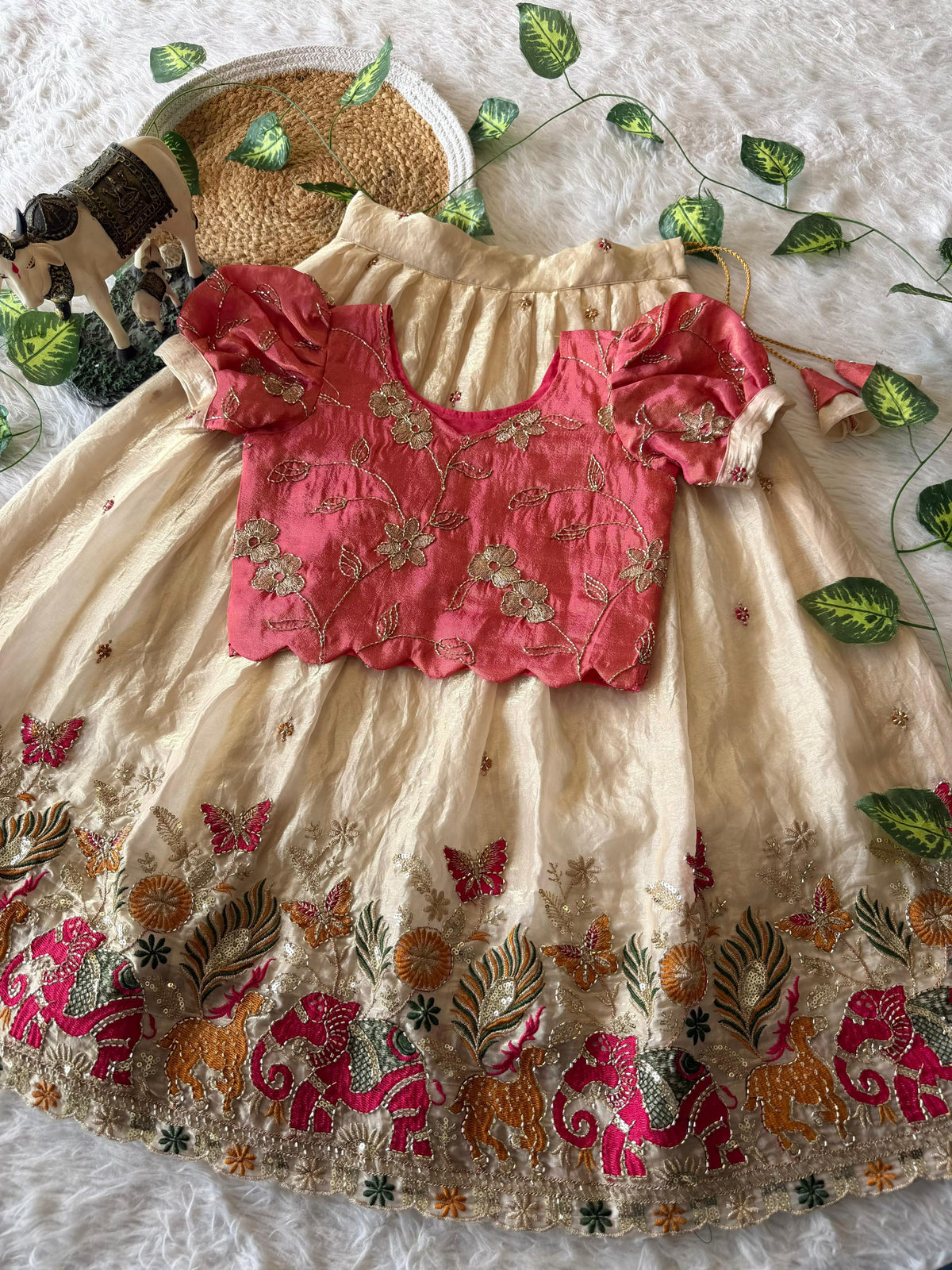 Elephant Bloom Space Silk Kids Lehenga Choli