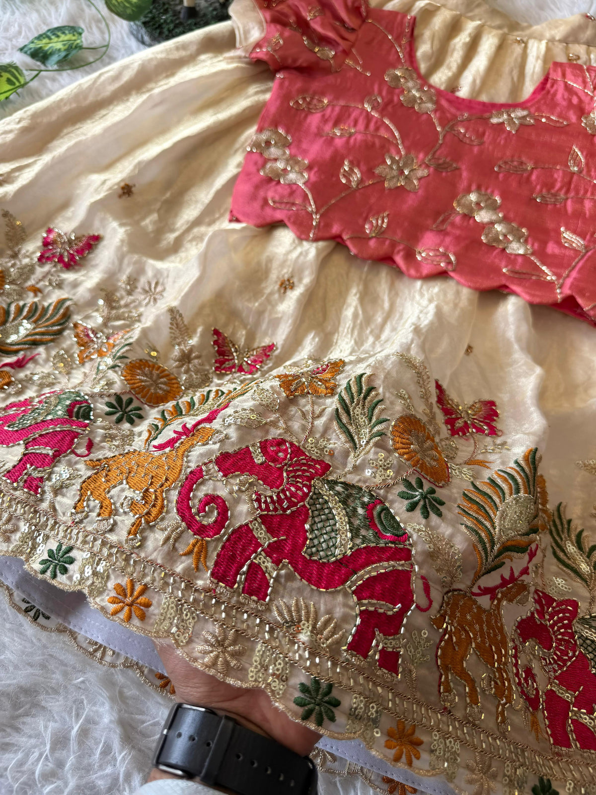 Elephant Bloom Space Silk Kids Lehenga Choli