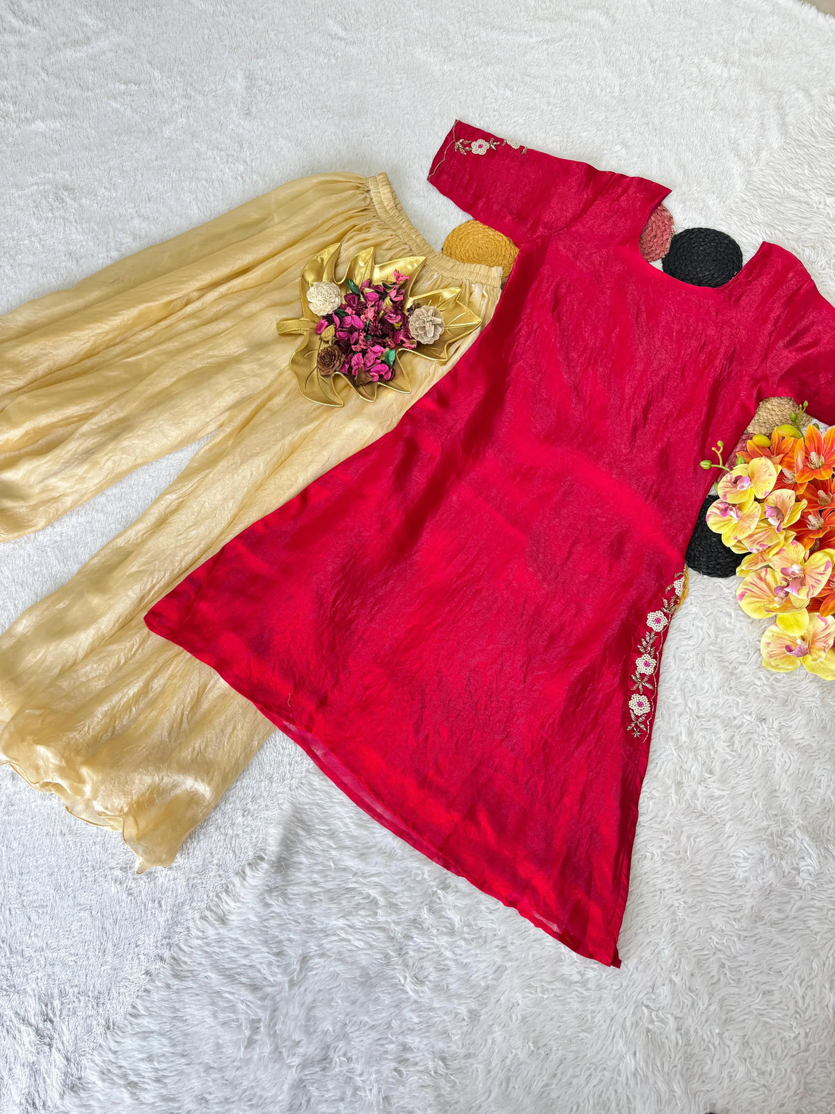 Festival Special Full Stitched Kurti and Palazzo with Beautiful Maggam Work