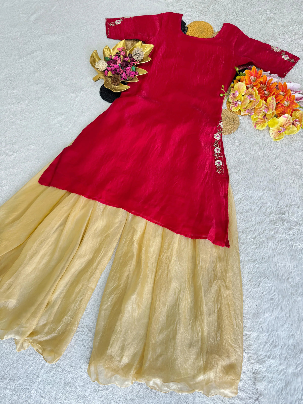 Festival Special Full Stitched Kurti and Palazzo with Beautiful Maggam Work