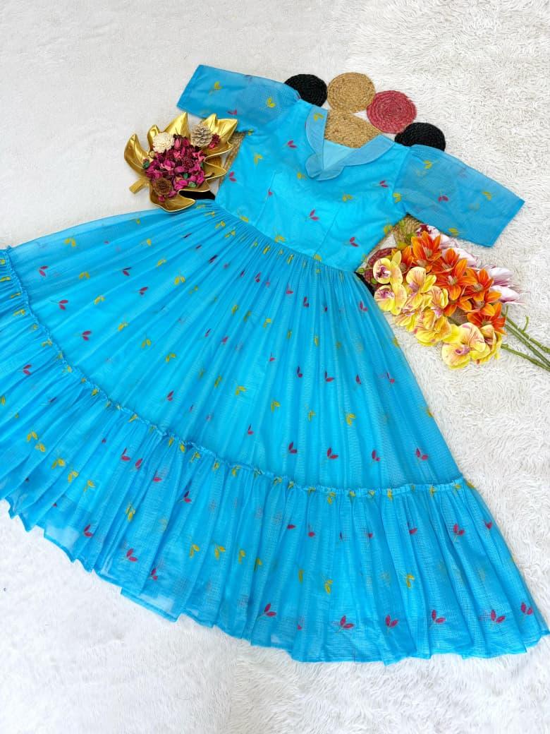 Summer Special Floral Embroidery Kota Checks