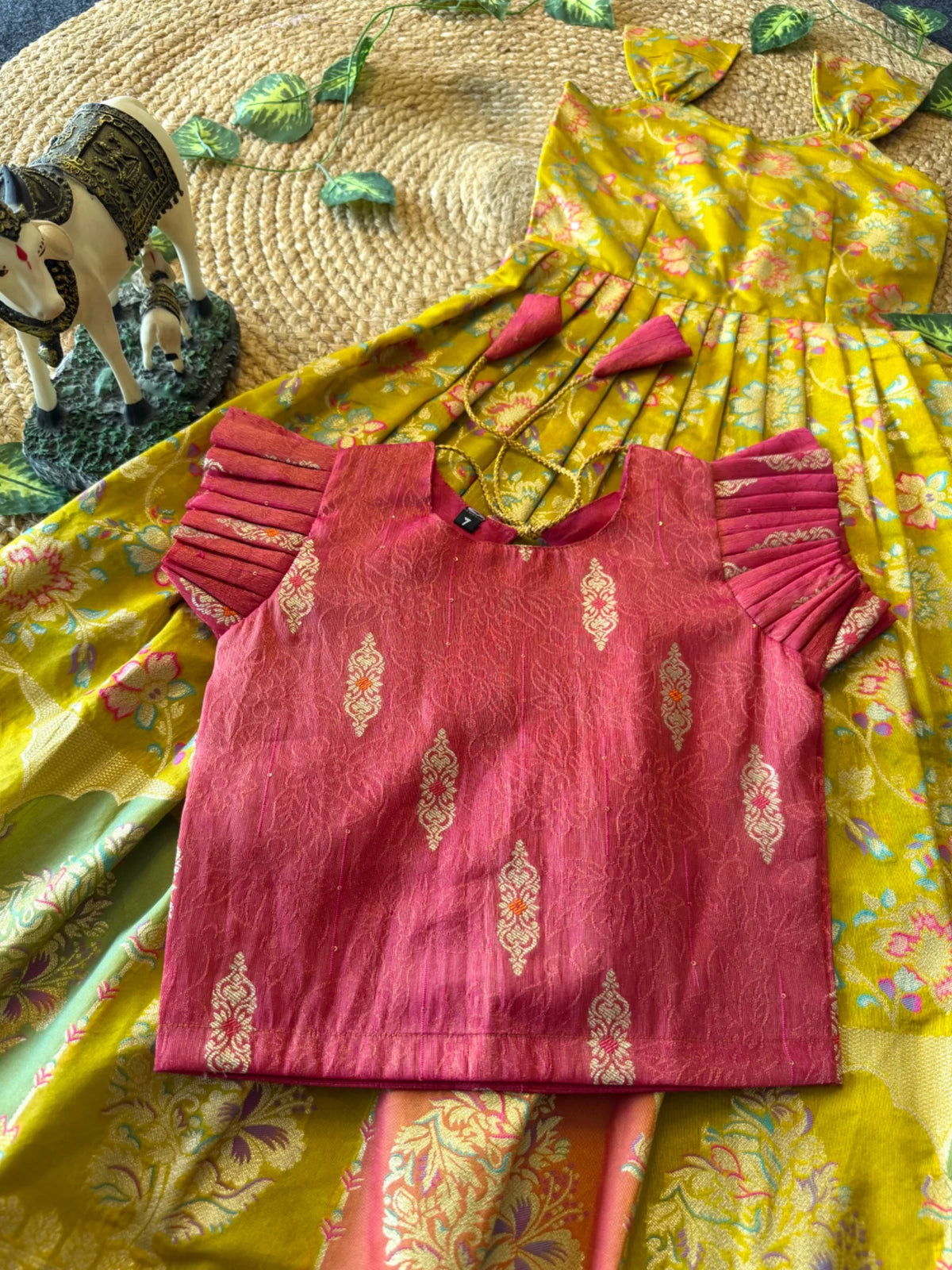 Kundana Tissue Silk Kids Gown with Coat