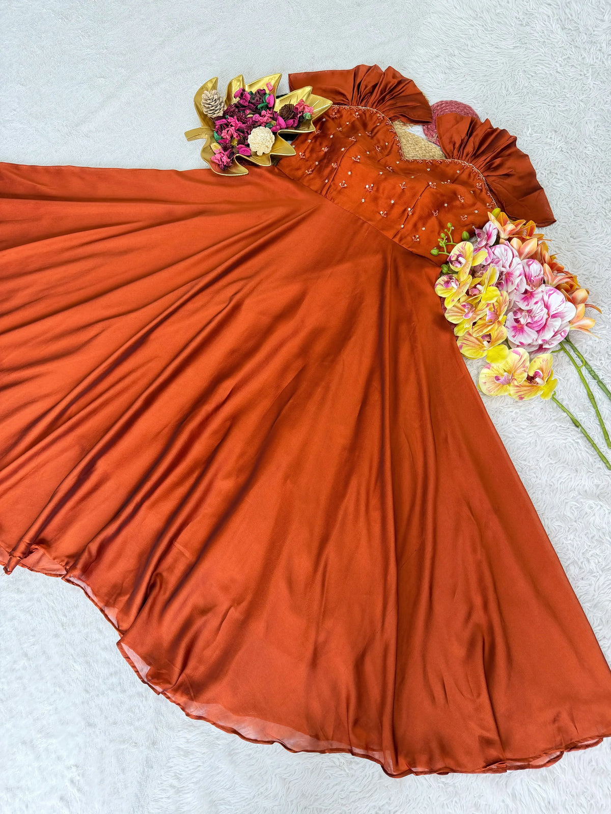 Doll Maggam Work Rangoli Silk Gown