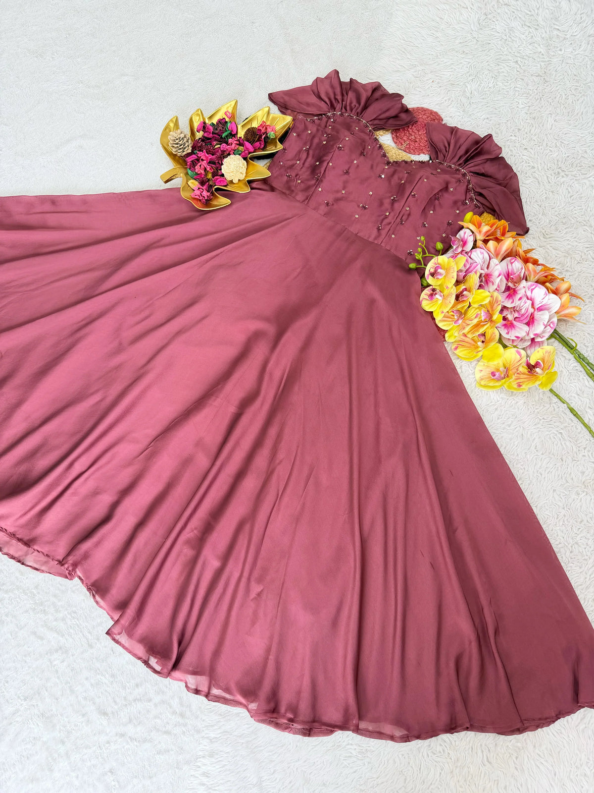 Doll Maggam Work Rangoli Silk Gown
