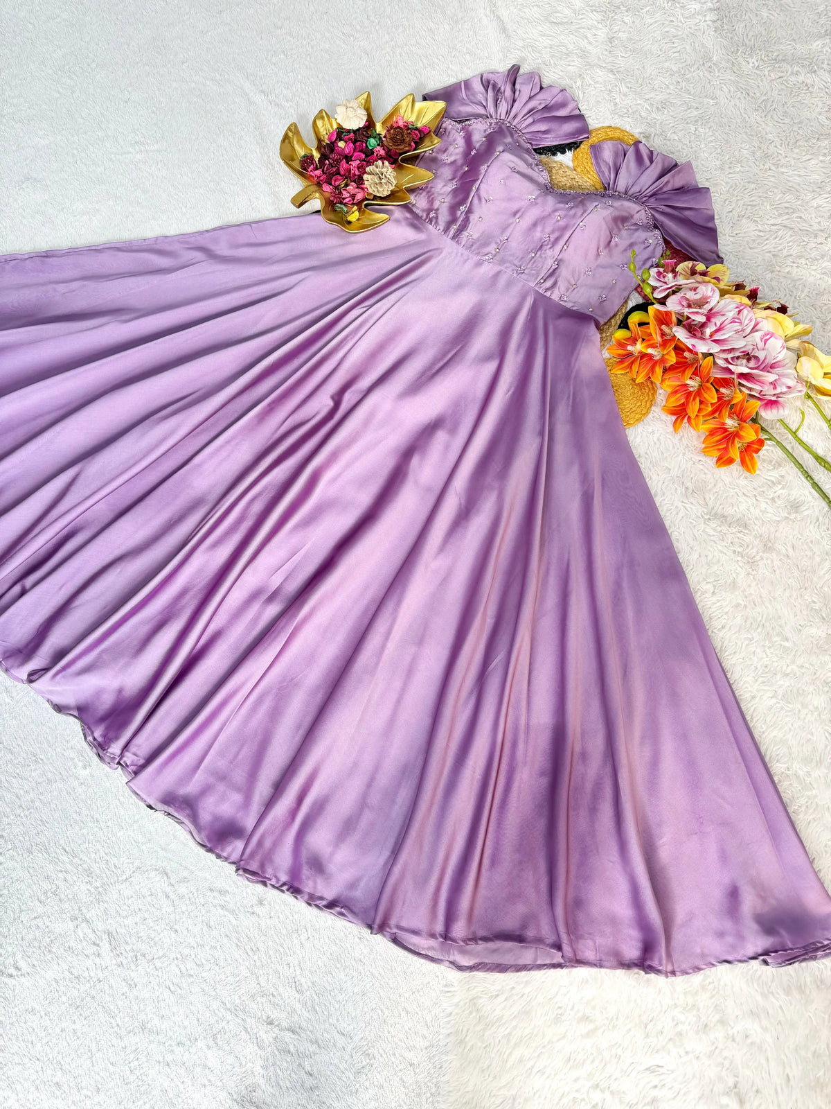 Doll Maggam Work Rangoli Silk Gown