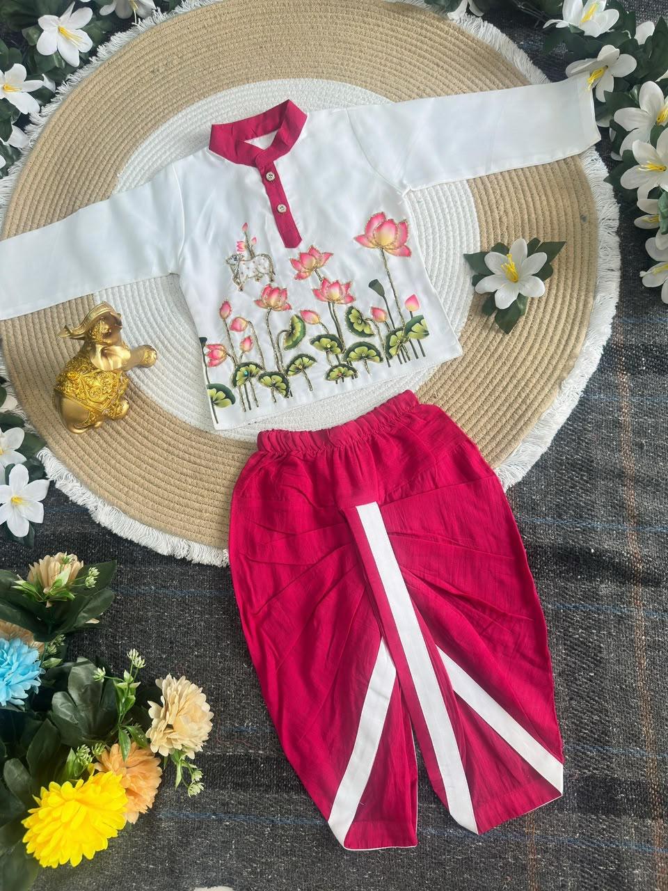 Krishna Kalamkari Kids Dhoti Kurta Set