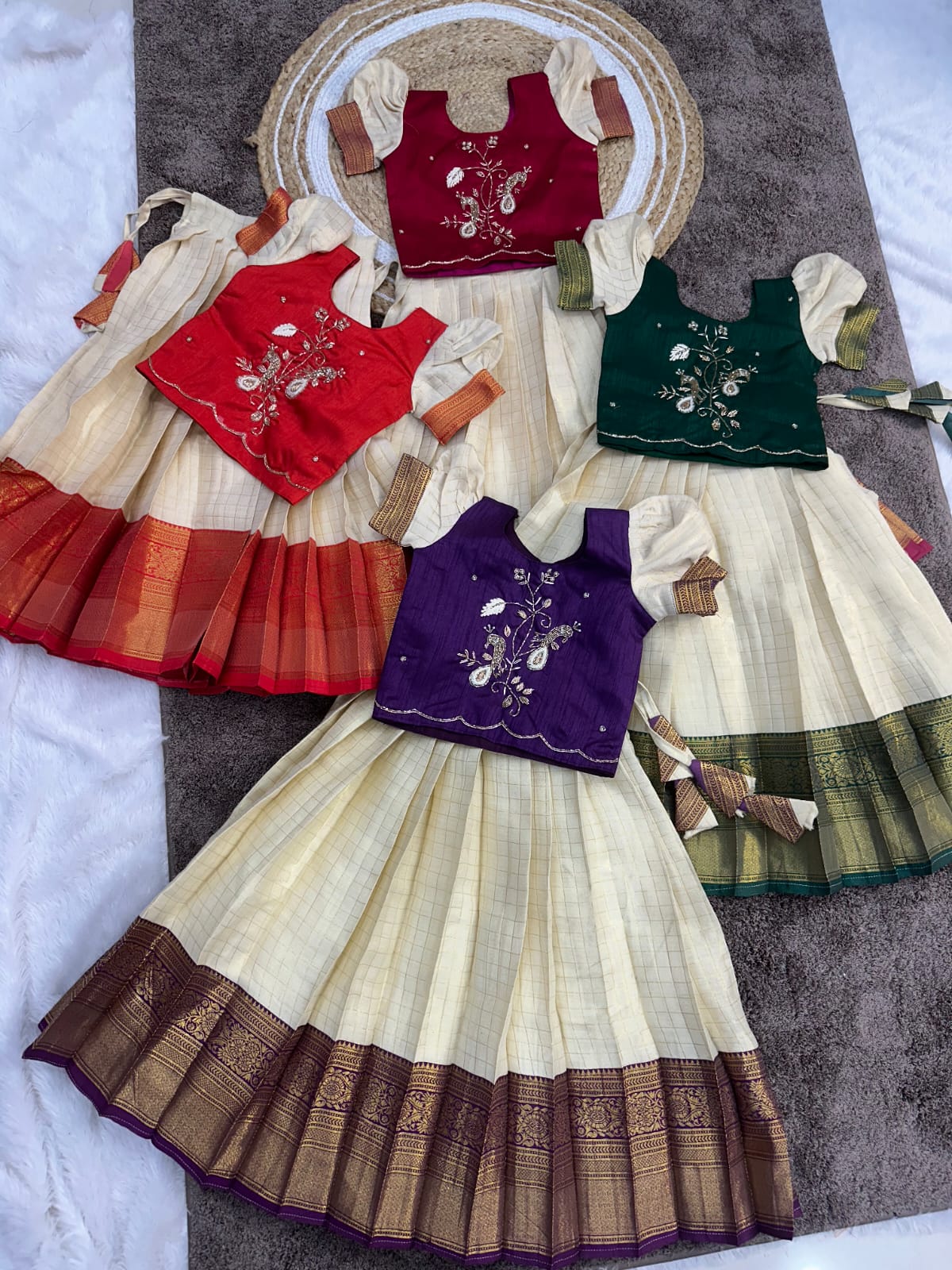 Onam Zari Silk Kids Lehenga