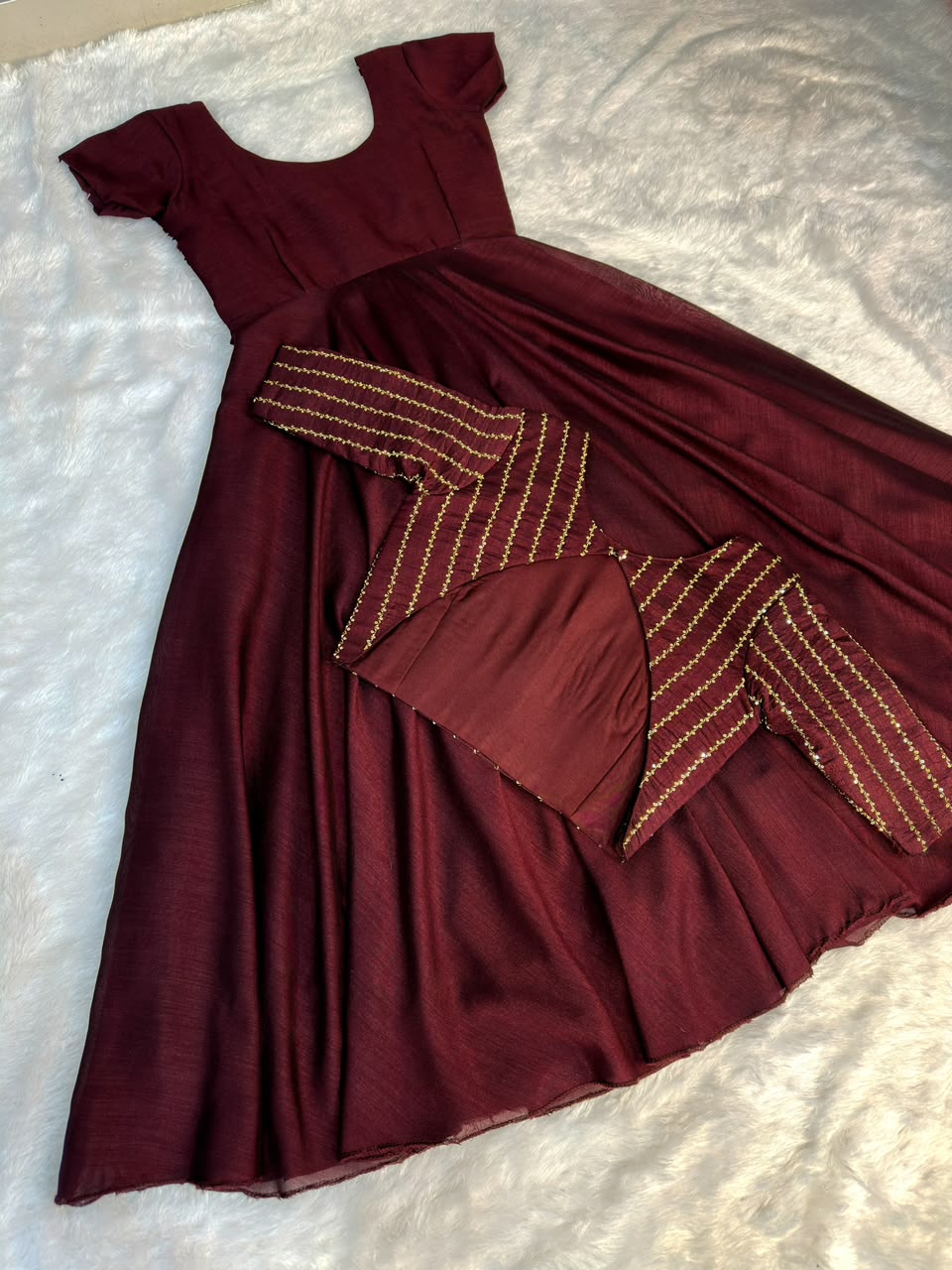 Nancy Vichitra Silk Gown with Beads Coat