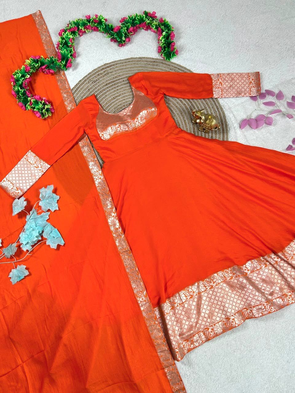 Bright Long Gown with Dupatta