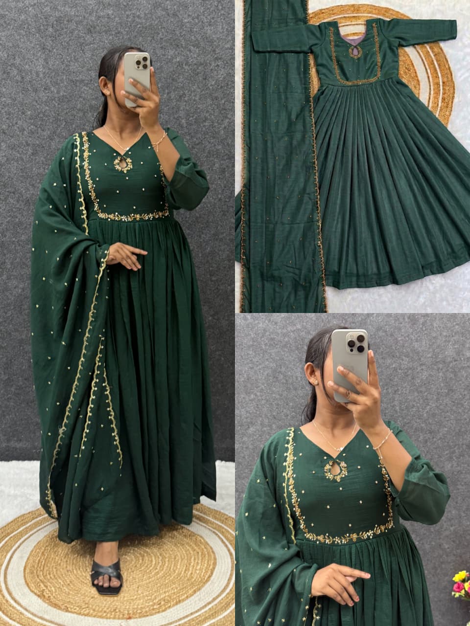 Chitra Vichitra Silk Gown with Sequin Dupatta