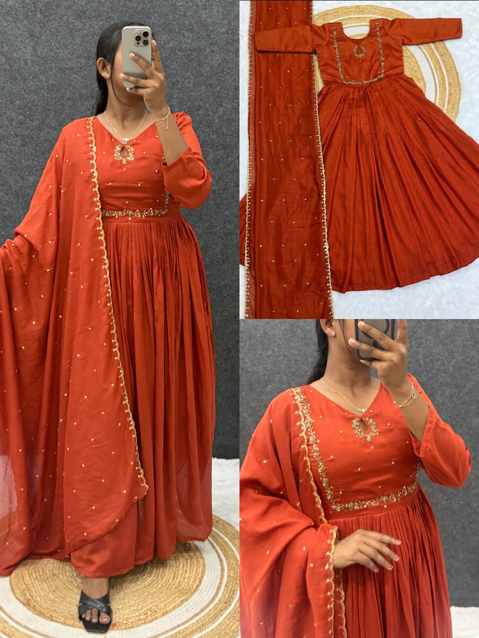 Chitra Vichitra Silk Gown with Sequin Dupatta