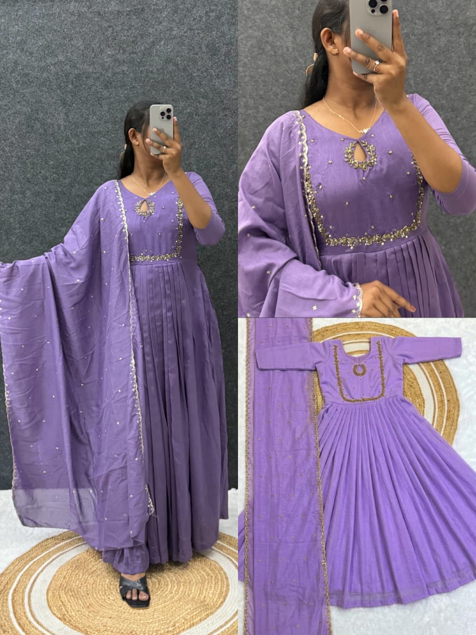 Chitra Vichitra Silk Gown with Sequin Dupatta