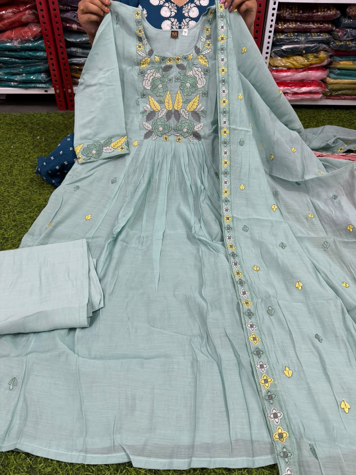 Pastel Mul Chanderi Anarkali Set