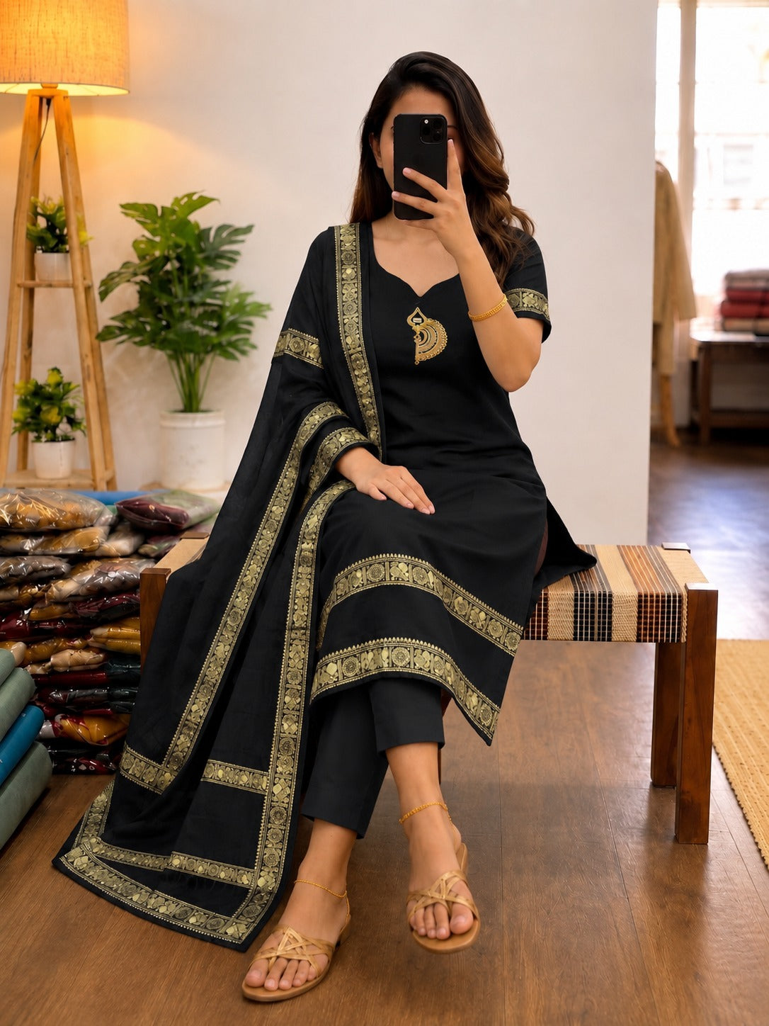 Chettinad Cotton Kurti with Dupatta