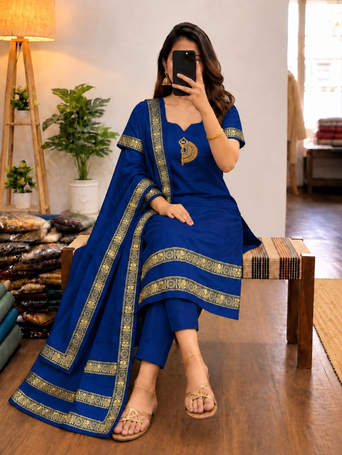Chettinad Cotton Kurti with Dupatta