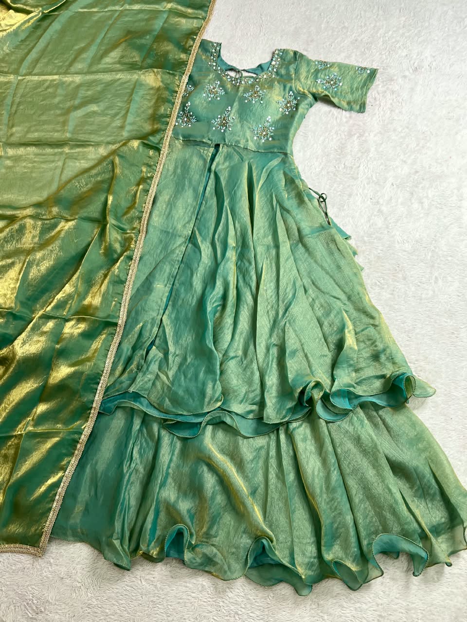 peplum style maggam work lehenga